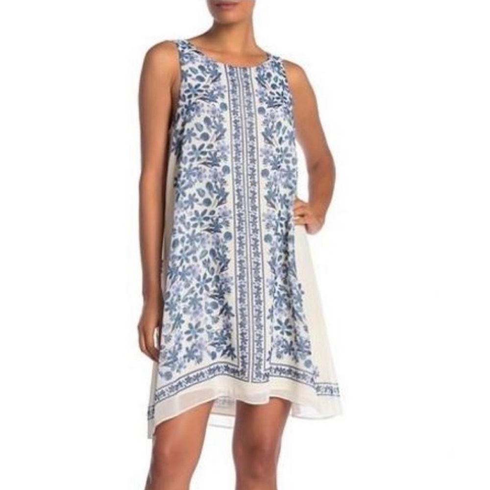 Max Studio White and Blue Floral Mini Dress